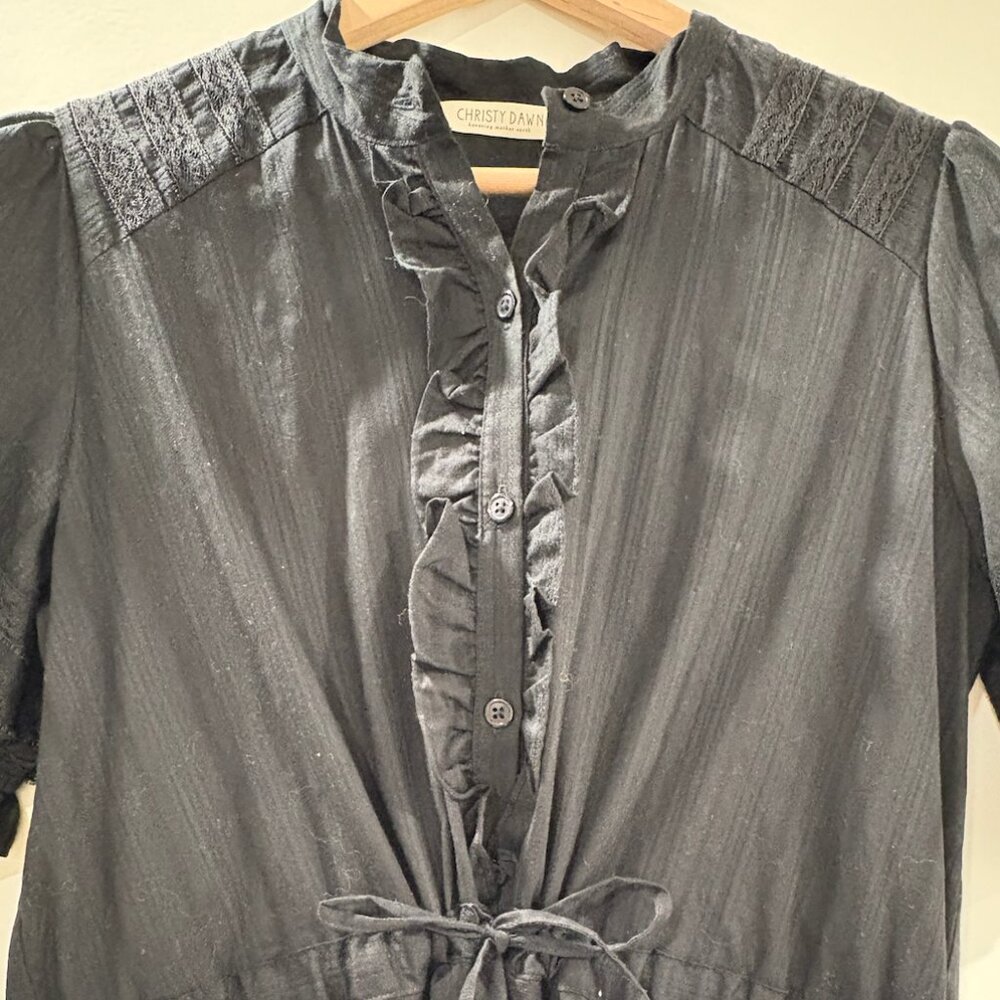 Christy Dawn Black Maxi Dress | Size M | Cotton with Lace Trim